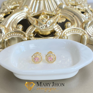 Aro Punto Microzirconias Rosa