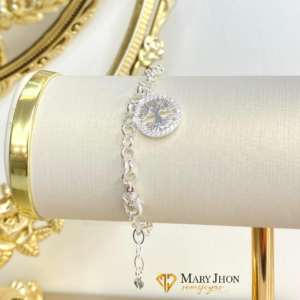 Pulsera Árbol de la vida en Cristal Plata