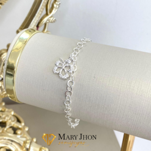 Pulsera Flor en Zirconias  Plata