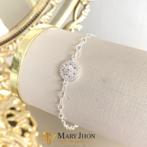 Pulsera Flor Microzirconias Plata
