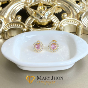 Aro Corazón Rosa Zirconias