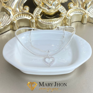 Pulsera Doble Corazón Plata