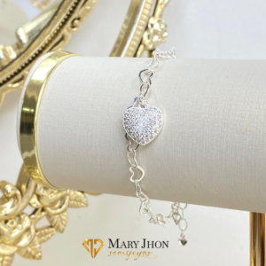 Pulsera Corazón Microzirconias Plata