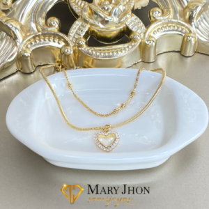 Pulsera Doble Corazón Dorado