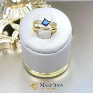 Anillo Duplo Zirconias  Zafiro