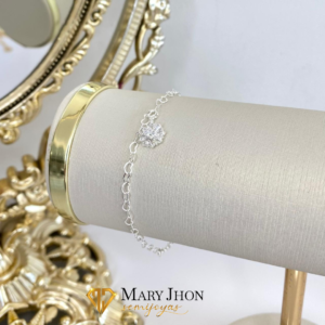 Pulsera Flor en Cristal Plata