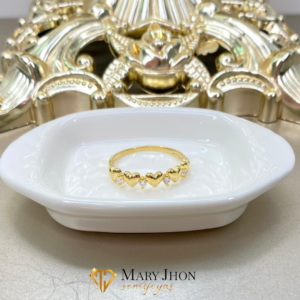 Anillo 5 Corazones Dorados