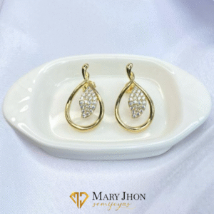 Aro Hojas Zirconias Dorado