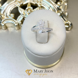 Anillo Flor Tachonado Plata