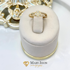 Anillo Flor Zirconias Dorado