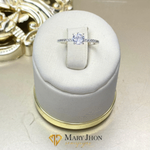 Anillo Solitario Cristal Plata