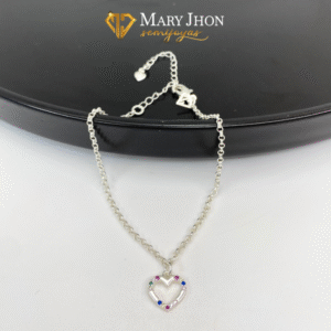 Pulsera Corazon En Colores Plata