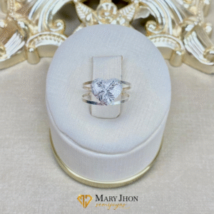 Anillo Doble Corazón OroBlanco