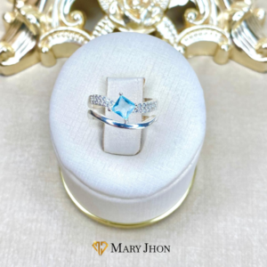 Anillo Doble Ajustable Celeste OroBlanco