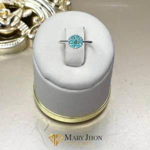 Anillo Flor Aqua Plata