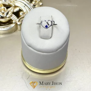 Anillo Corazón Liso Zafiro Plata