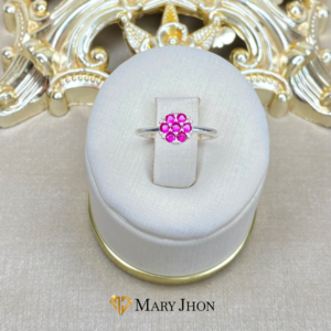 Anillo Flor Rubi Plata