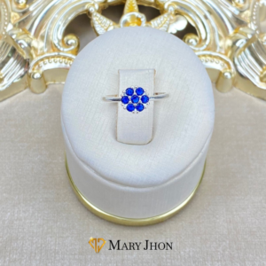 Anillo Flor Zafiro Plata