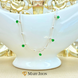 Pulsera Puntos Esmeralda OroBlanco