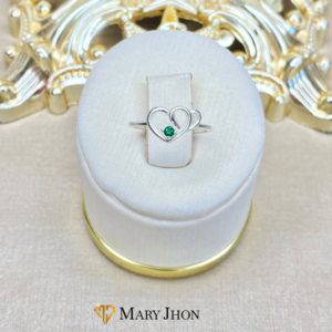 Anillo Corazón Liso Esmeralda Plata