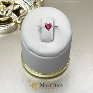 Anillo Corazón Rubí Plata