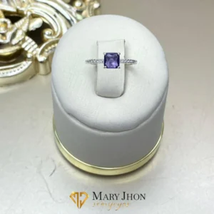 Anillo Cuadrado Morado Plata