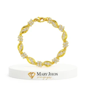 Pulsera Flores En Cristales Dorada