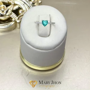 Anillo Corazón Aqua Plata