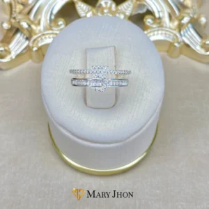 Anillo Doble Zirconias OroBlanco