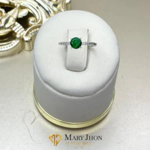 Anillo Solitario Esmeralda Plata