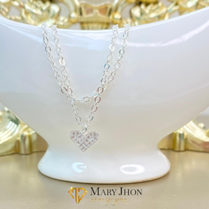 Pulsera Doble Plata Corazón