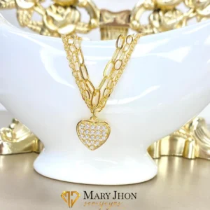 Pulsera Triple Corazón Tachonado